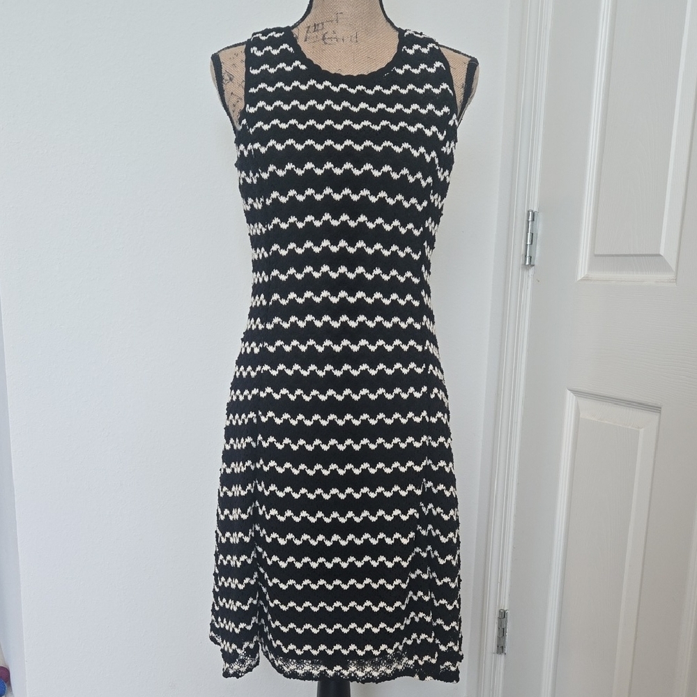 Karl Lagerfeld Black and White Patterned Midi Dress